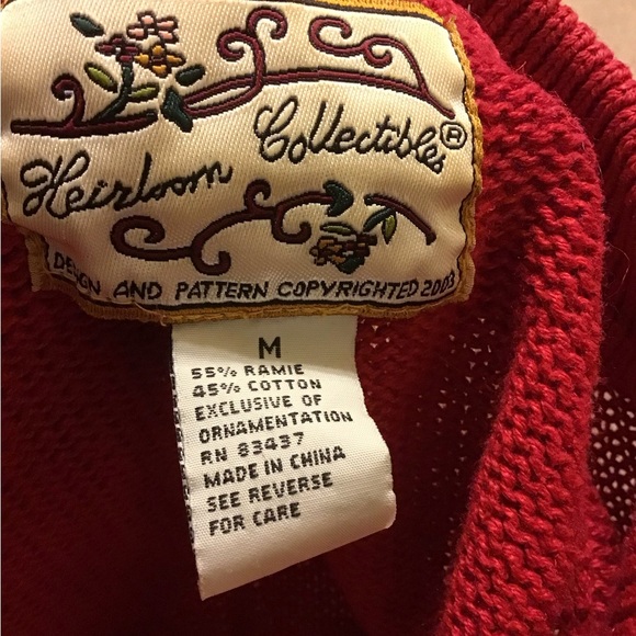 HEIRLOOM COLLECTIBLES 2003 VINTAGE CHRISTMAS SWEATER ZIP CARDIGAN SNOWMEN EUC L - Picture 2 of 3